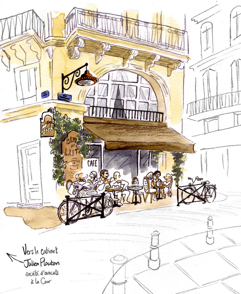 Bordeaux, croquis urbain, terrasse